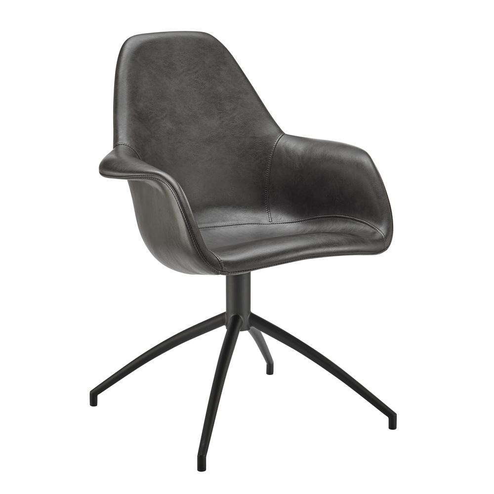 Euro Style - Ralph Leatherette Swivel Armchair, Charcoal Gray/Black - 30602-DKGRY veiw 2