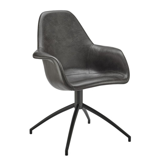 Euro Style - Ralph Leatherette Swivel Armchair, Charcoal Gray/Black - 30602-DKGRY veiw 2