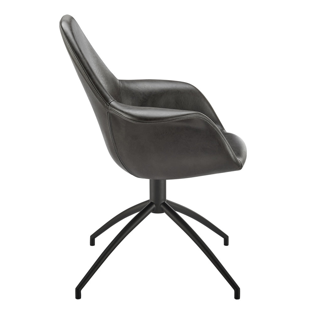 Euro Style - Ralph Leatherette Swivel Armchair, Charcoal Gray/Black - 30602-DKGRY veiw 3