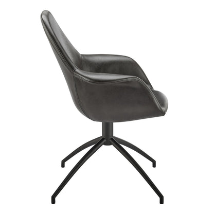 Euro Style - Ralph Leatherette Swivel Armchair, Charcoal Gray/Black - 30602-DKGRY veiw 3