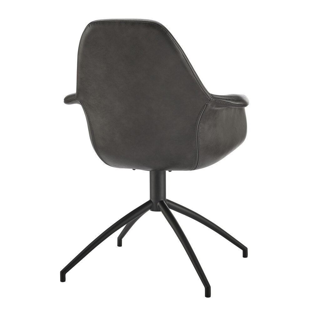 Euro Style - Ralph Leatherette Swivel Armchair, Charcoal Gray/Black - 30602-DKGRY veiw 4