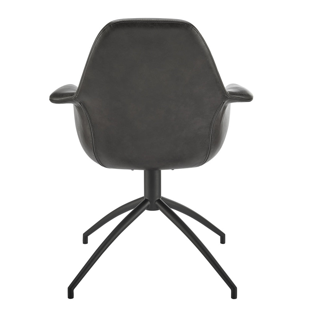 Euro Style - Ralph Leatherette Swivel Armchair, Charcoal Gray/Black - 30602-DKGRY veiw 5