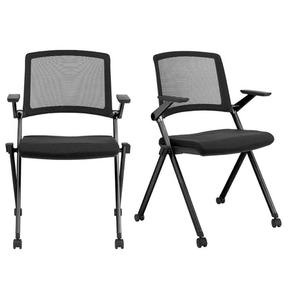 Euro Style - Reino Mesh Back Stacking Visitor Chair, Black - Set of 2 - 12102BLK veiw 1