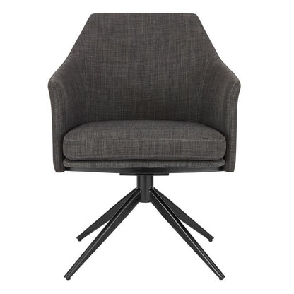 Euro Style - Signa Fabric Swivel Armchair, Charcoal/Black - 38998-CHAR veiw 1