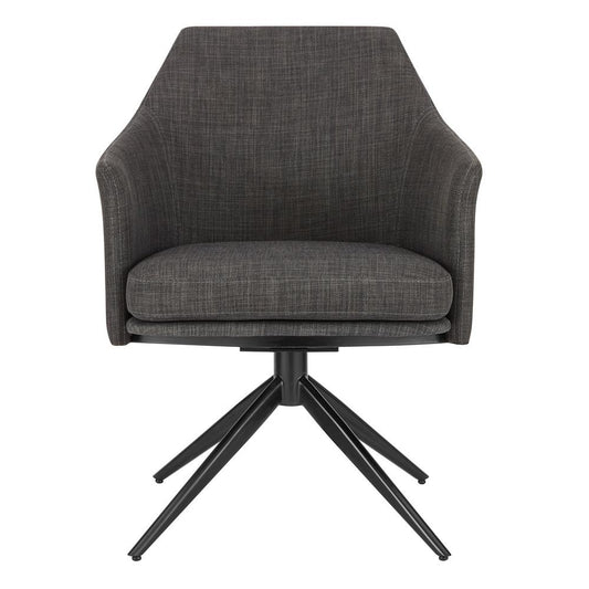 Euro Style - Signa Fabric Swivel Armchair, Charcoal/Black - 38998-CHAR veiw 1