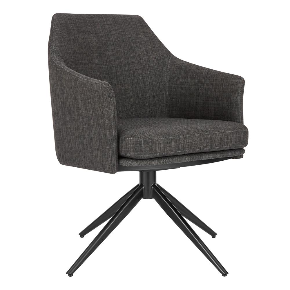 Euro Style - Signa Fabric Swivel Armchair, Charcoal/Black - 38998-CHAR veiw 2