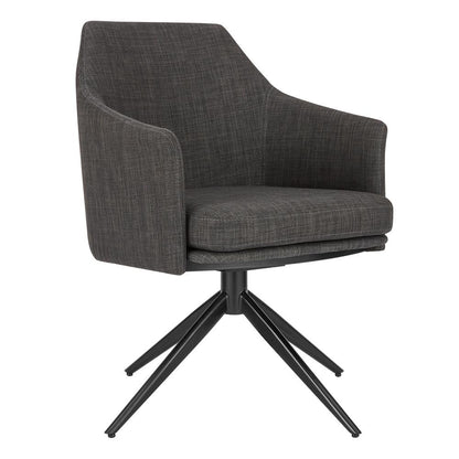 Euro Style - Signa Fabric Swivel Armchair, Charcoal/Black - 38998-CHAR veiw 2