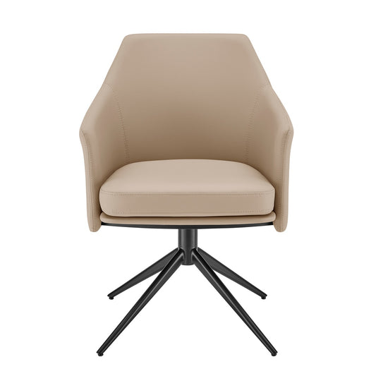 Euro Style - Signa Leatherette Swivel Armchair, Light Taupe/Black - 38997-LTTPE veiw 1