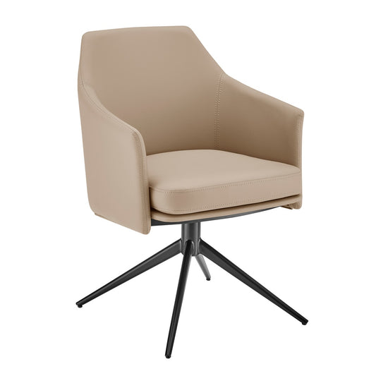 Euro Style - Signa Leatherette Swivel Armchair, Light Taupe/Black - 38997-LTTPE veiw 2