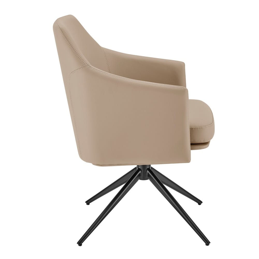 Euro Style - Signa Leatherette Swivel Armchair, Light Taupe/Black - 38997-LTTPE veiw 3
