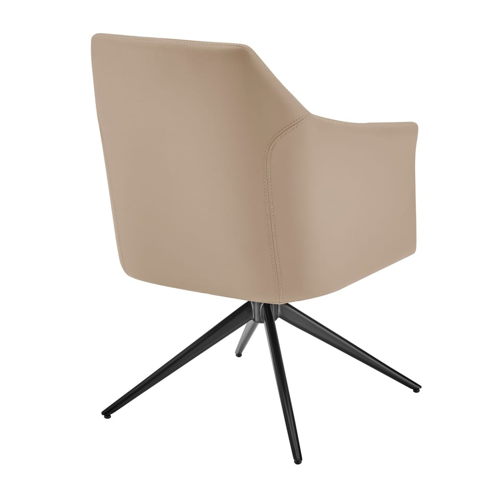 Euro Style - Signa Leatherette Swivel Armchair, Light Taupe/Black - 38997-LTTPE veiw 4