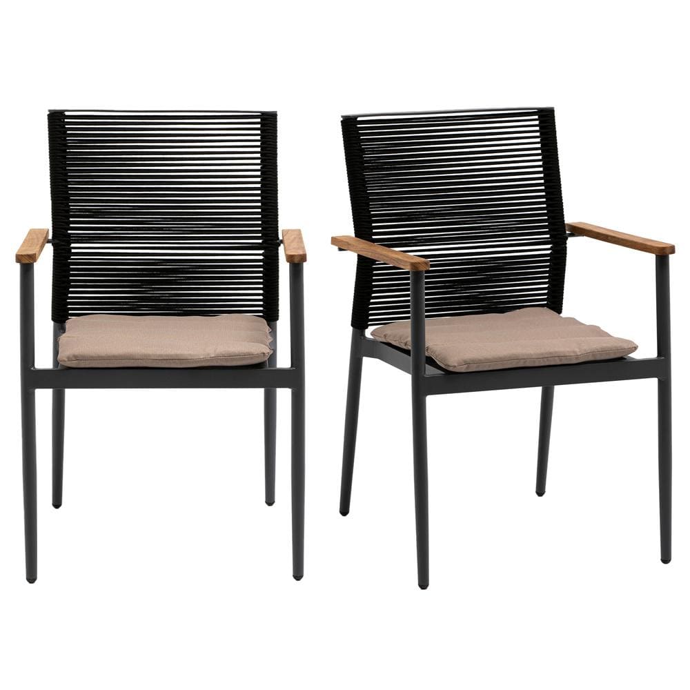 Euro Style - Skog Stackable Outdoor Armchairs, Black/Taupe/Anthracite - Set of 2 - 90499-BLK veiw 1