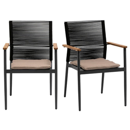 Euro Style - Skog Stackable Outdoor Armchairs, Black/Taupe/Anthracite - Set of 2 - 90499-BLK veiw 1