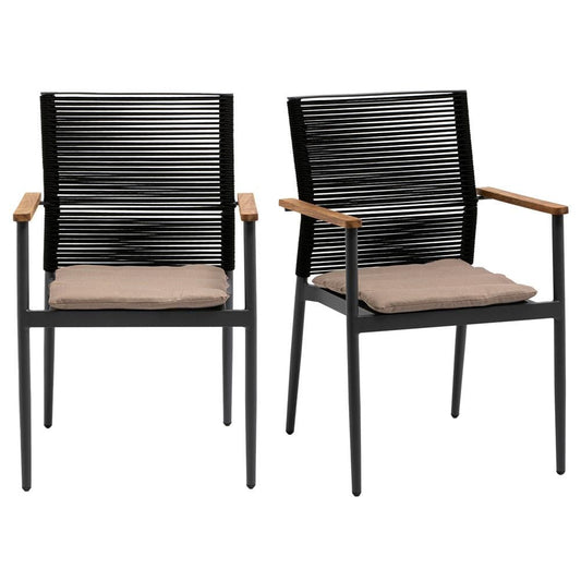 Euro Style - Skog Stackable Outdoor Armchairs, Black/Taupe/Anthracite - Set of 2 - 90499-BLK veiw 1