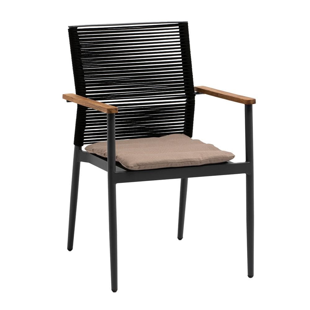 Euro Style - Skog Stackable Outdoor Armchairs, Black/Taupe/Anthracite - Set of 2 - 90499-BLK veiw 3