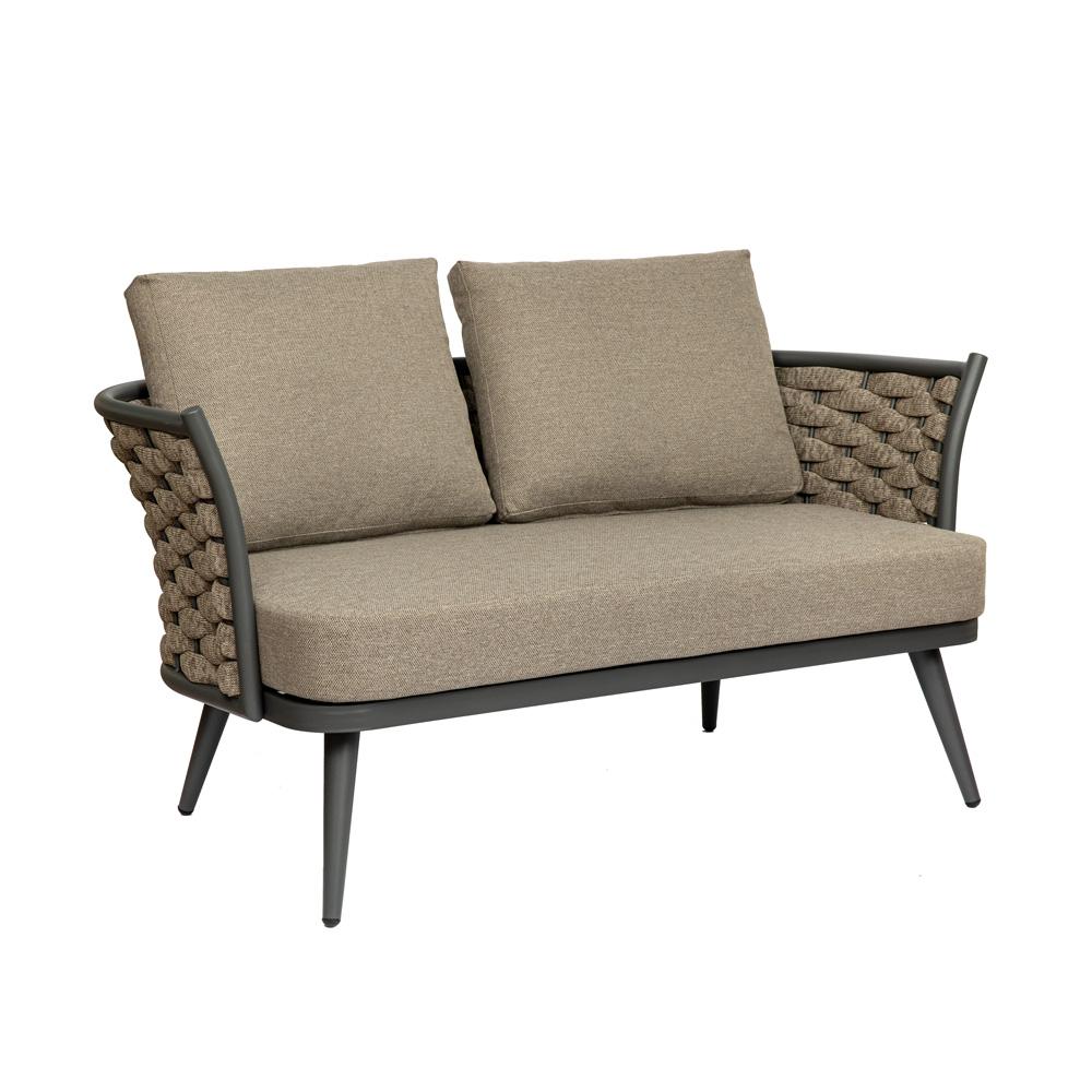 Euro Style - Solna Indoor/Outdoor Loveseat, Taupe/Gray - 90497-TPE veiw 2