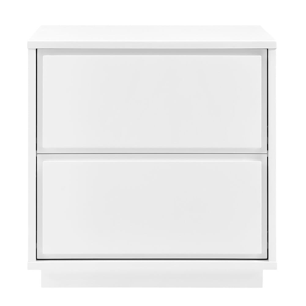 Euro Style - Tresero 23inW 2-Drawer Side Table, High Gloss White - 90655-WHT veiw 1