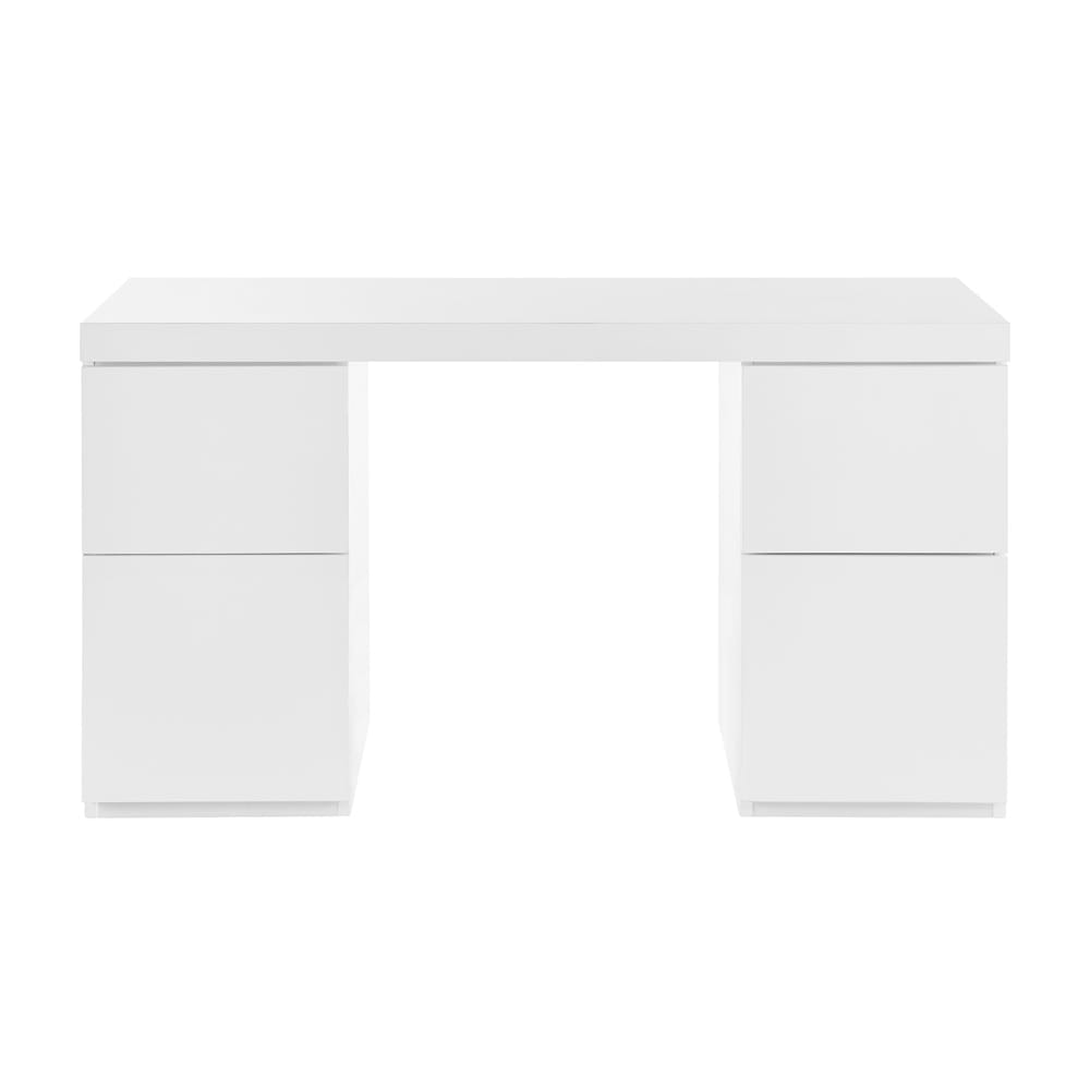 Euro Style - Tresero 4-Drawer Desk, High Gloss White - 90631WHT-KIT veiw 1