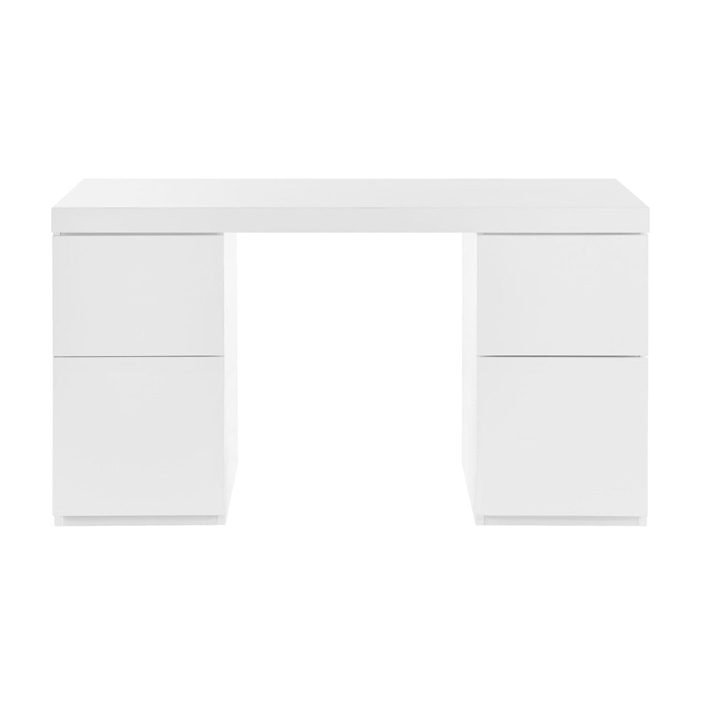Euro Style - Tresero 4-Drawer Desk, High Gloss White - 90631WHT-KIT veiw 1