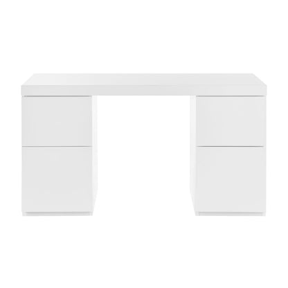 Euro Style - Tresero 4-Drawer Desk, High Gloss White - 90631WHT-KIT veiw 1