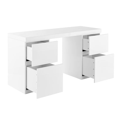 Euro Style - Tresero 4-Drawer Desk, High Gloss White - 90631WHT-KIT veiw 3