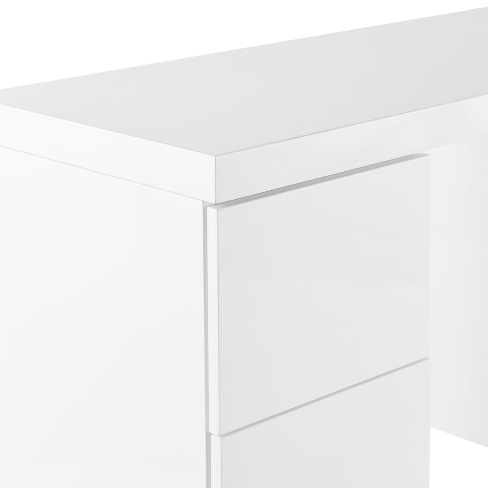 Euro Style - Tresero 4-Drawer Desk, High Gloss White - 90631WHT-KIT veiw 5