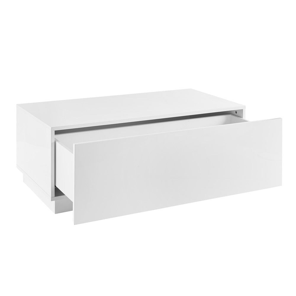 Euro Style - Tresero 47inW Coffee Table with Drawer, High Gloss White - 90651-WHT veiw 3