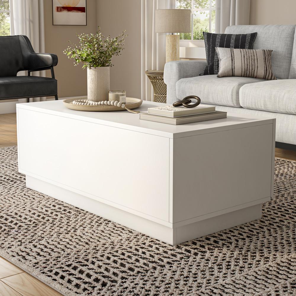 Euro Style - Tresero 47inW Coffee Table with Drawer, High Gloss White - 90651-WHT veiw 5