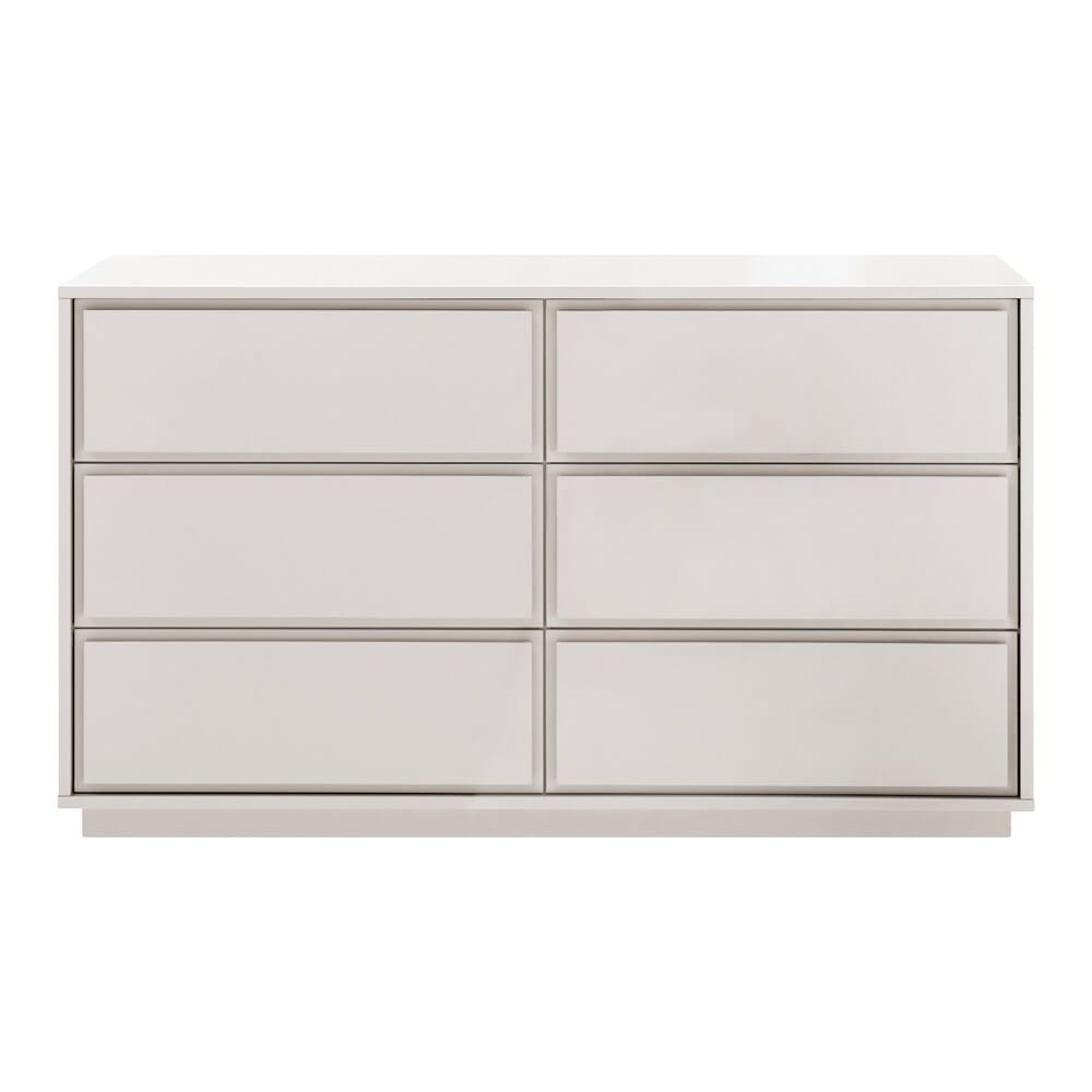 Euro Style - Tresero 55inW 6-Drawer Sideboard, High Gloss Warm Gray - 90649WMGRY-KIT view 1