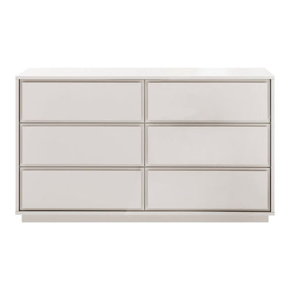Euro Style - Tresero 55inW 6-Drawer Sideboard, High Gloss Warm Gray - 90649WMGRY-KIT view 1