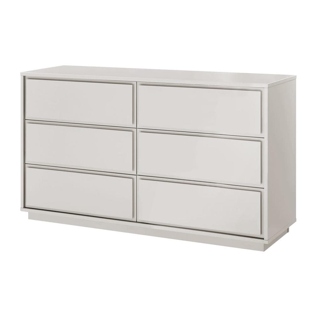Euro Style - Tresero 55inW 6-Drawer Sideboard, High Gloss Warm Gray - 90649WMGRY-KIT view 2