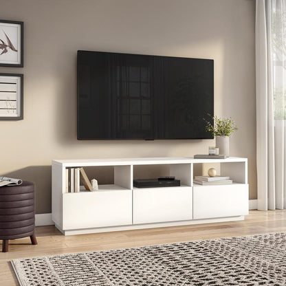 Euro Style - Tresero 70inW 3-Drawer Media Stand, High Gloss White - 90643WHT-KIT veiw 5