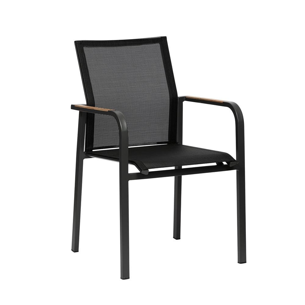 Euro Style - Tristan Stackable Outdoor Armchairs, Black Mesh/Anthracite - Set of 2 - 90578-BLK veiw 3