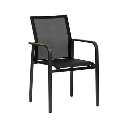 Euro Style - Tristan Stackable Outdoor Armchairs, Black Mesh/Anthracite - Set of 2 - 90578-BLK veiw 3