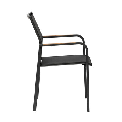 Euro Style - Tristan Stackable Outdoor Armchairs, Black Mesh/Anthracite - Set of 2 - 90578-BLK veiw 4