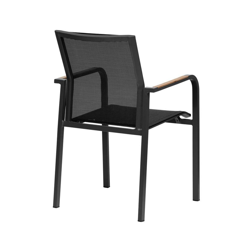 Euro Style - Tristan Stackable Outdoor Armchairs, Black Mesh/Anthracite - Set of 2 - 90578-BLK veiw 5