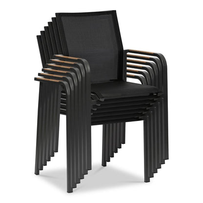 Euro Style - Tristan Stackable Outdoor Armchairs, Black Mesh/Anthracite - Set of 2 - 90578-BLK veiw 6
