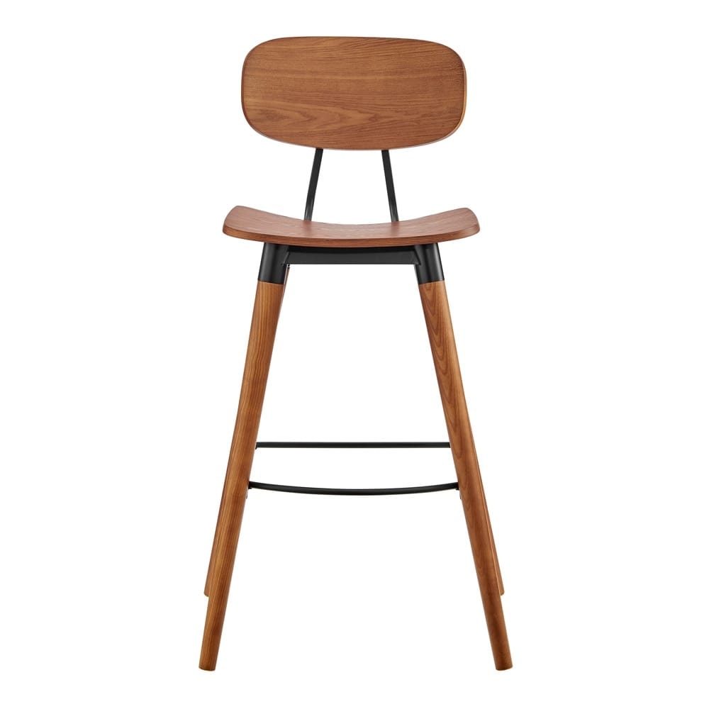 Euro Style - Vega Wood Bar Stool, Walnut/Matte Black - 91052-WAL veiw 1