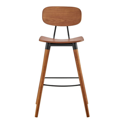 Euro Style - Vega Wood Bar Stool, Walnut/Matte Black - 91052-WAL veiw 1