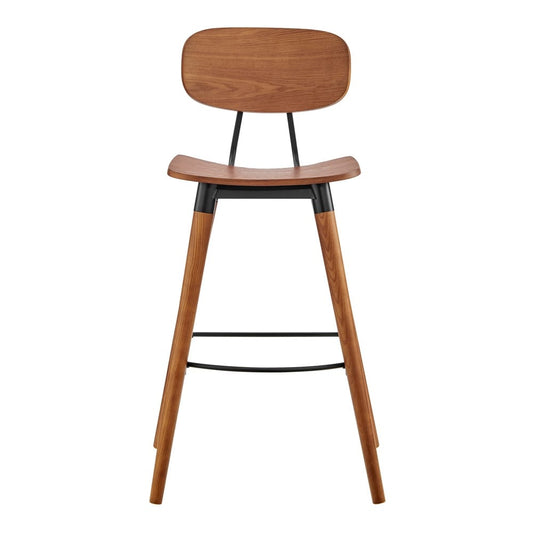 Euro Style - Vega Wood Bar Stool, Walnut/Matte Black - 91052-WAL veiw 1