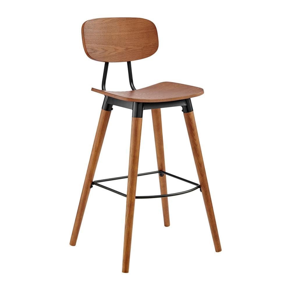 Euro Style - Vega Wood Bar Stool, Walnut/Matte Black - 91052-WAL veiw 2