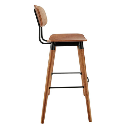 Euro Style - Vega Wood Bar Stool, Walnut/Matte Black - 91052-WAL veiw 3