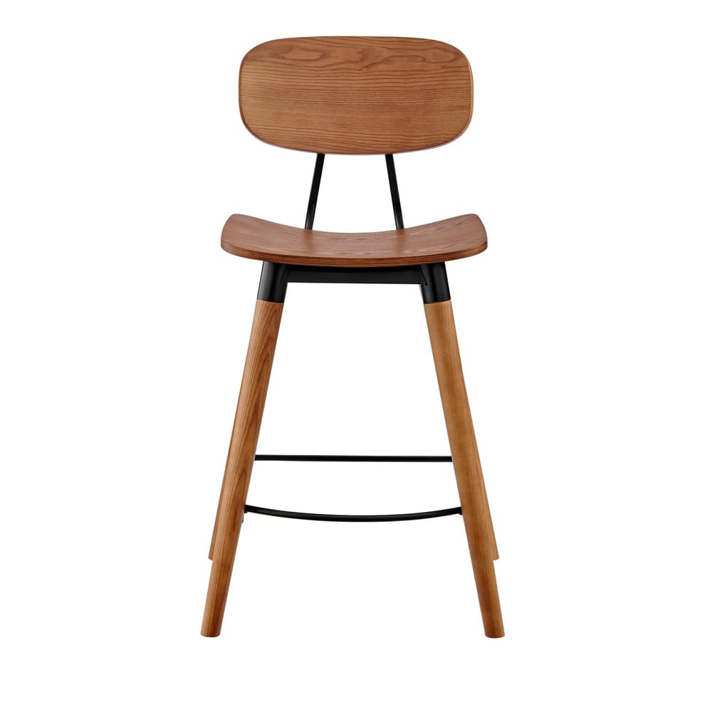 Euro Style - Vega Wood Counter Stool, Walnut/Matte Black - 91054-WAL veiw 1