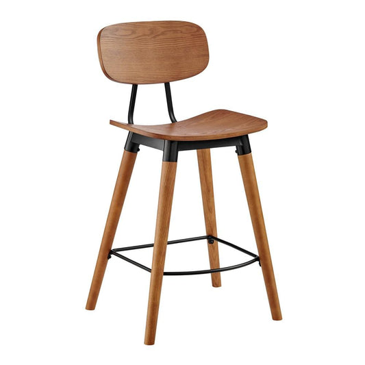 Euro Style - Vega Wood Counter Stool, Walnut/Matte Black - 91054-WAL veiw 2
