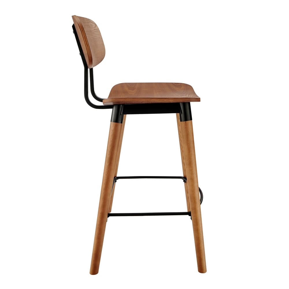 Euro Style - Vega Wood Counter Stool, Walnut/Matte Black - 91054-WAL veiw 3