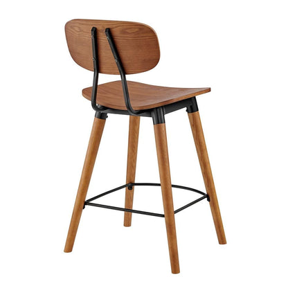 Euro Style - Vega Wood Counter Stool, Walnut/Matte Black - 91054-WAL veiw 4