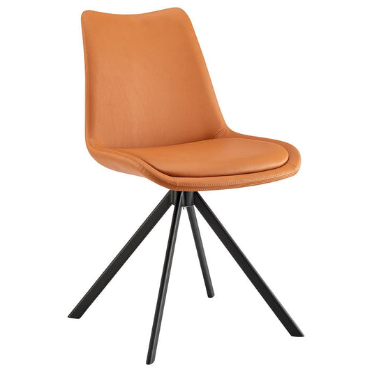 Euro Style - Vind Faux Leather Swivel Side Chair, Cognac/Black - 30920-COG veiw 2