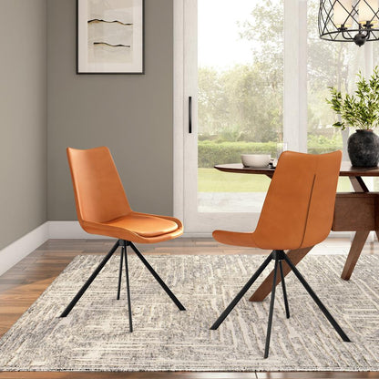 Euro Style - Vind Faux Leather Swivel Side Chair, Cognac/Black - 30920-COG veiw 7