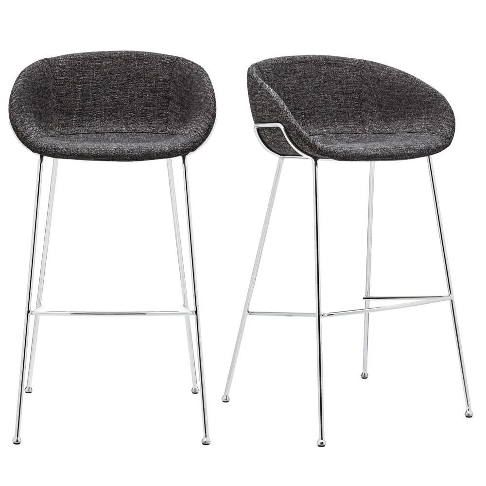 Euro Style - Zach Bar Stool, Black/Chrome - Set of 2 - 30455BLK veiw 1