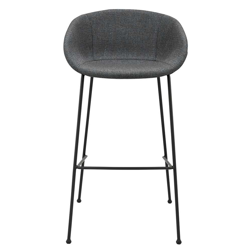 Euro Style - Zach Bar Stool In Gray-Blue Fabric and Matte Black Legs (Set of 2) - 30495GRYBLU veiw 1
